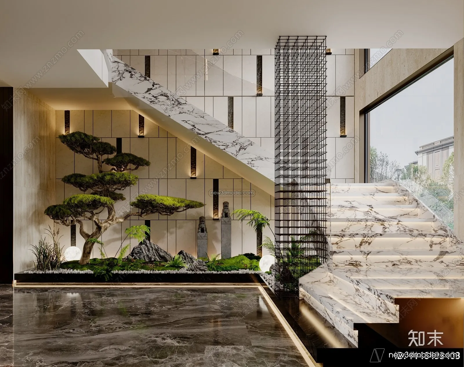 Staircase Decoration - 3D Interior Scene - 3D Models - 179