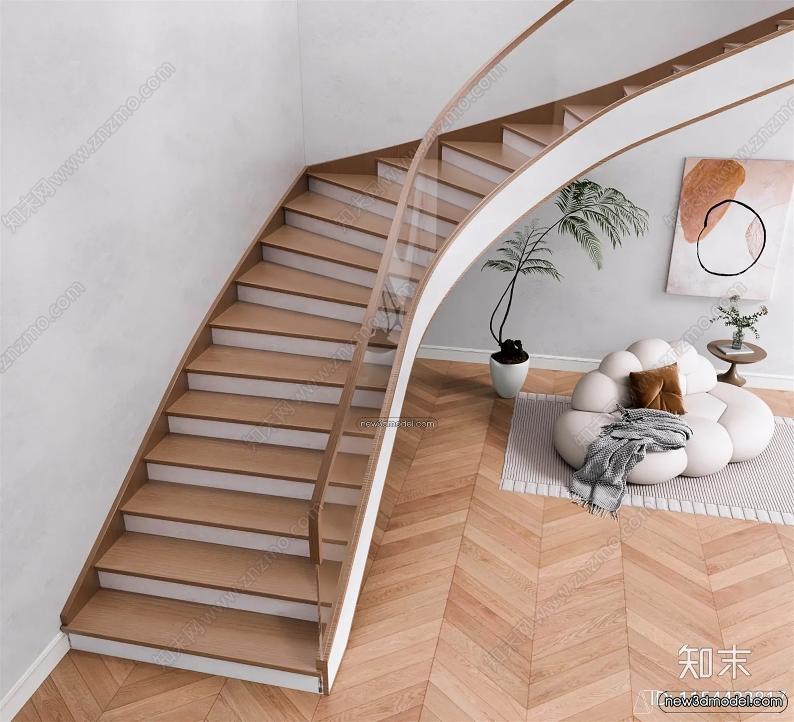 Staircase Decoration - 3D Interior Scene - 3D Models - 182