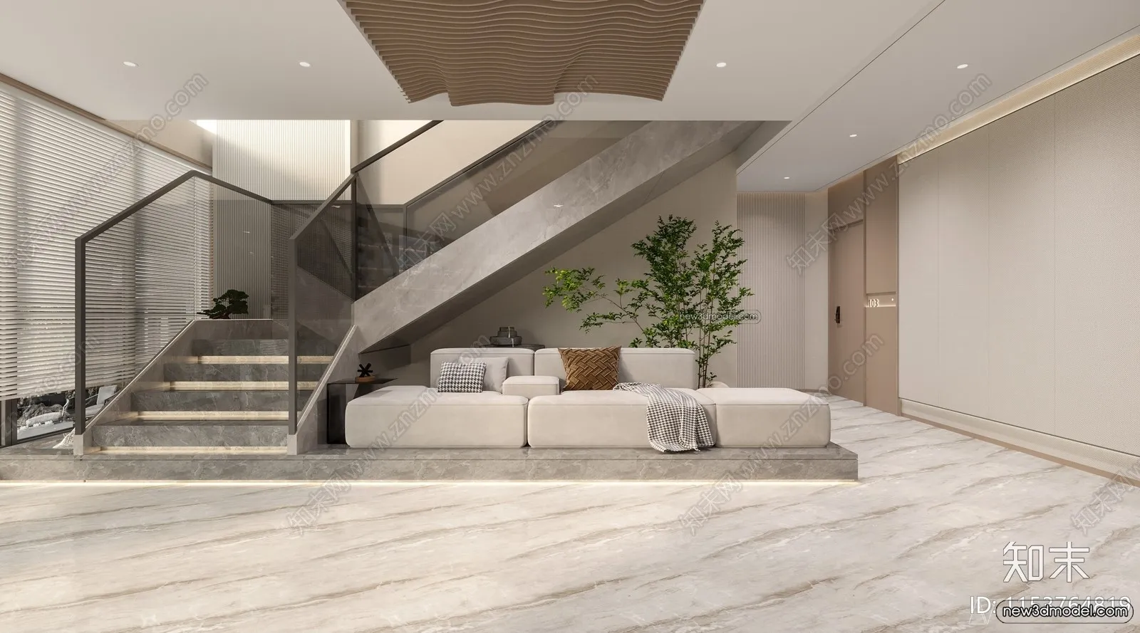 Staircase Decoration - 3D Interior Scene - 3D Models - 183