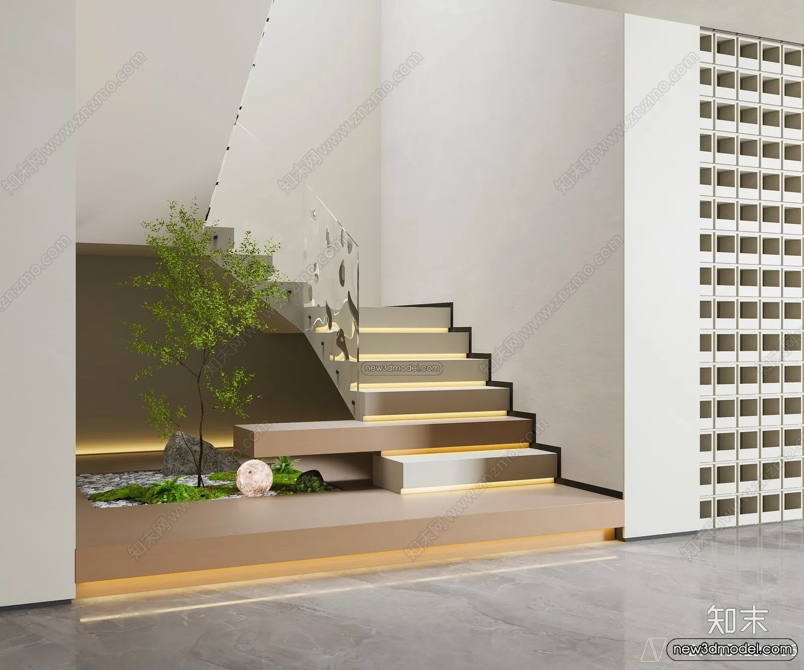 Staircase Decoration - 3D Interior Scene - 3D Models - 185