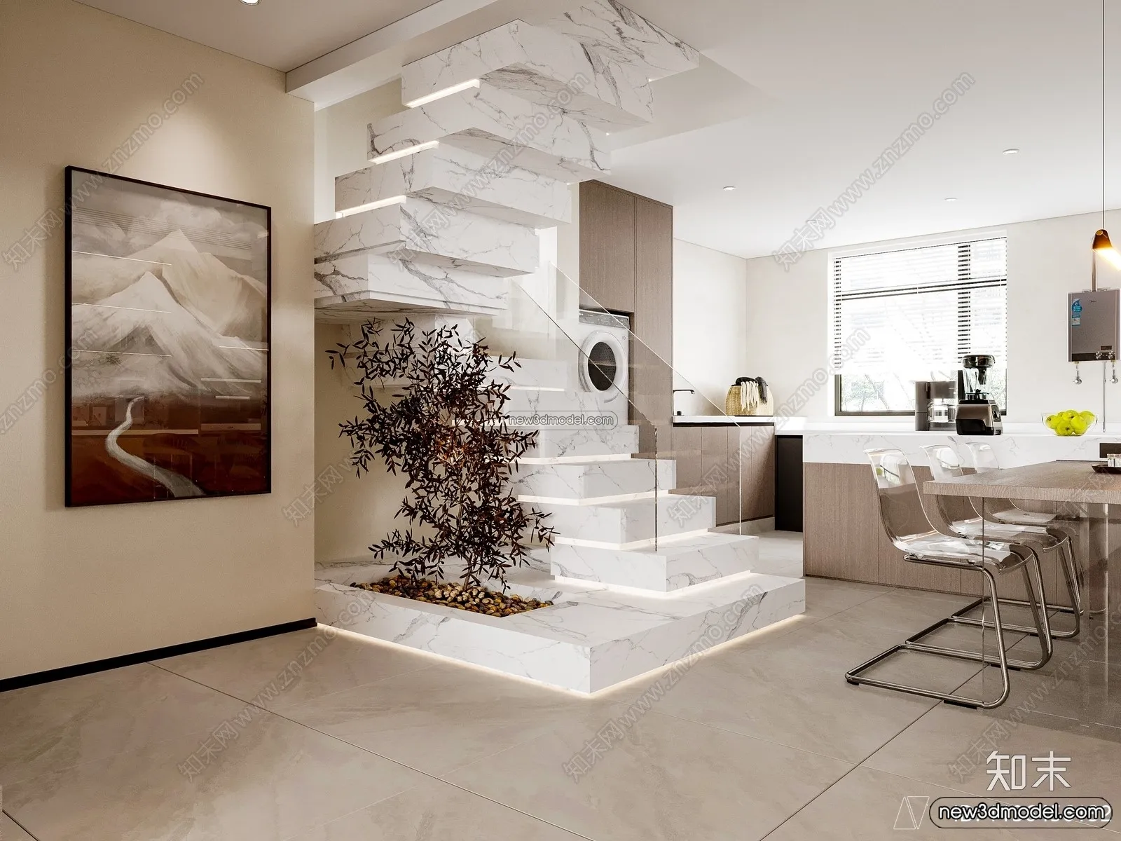 Staircase Decoration - 3D Interior Scene - 3D Models - 186