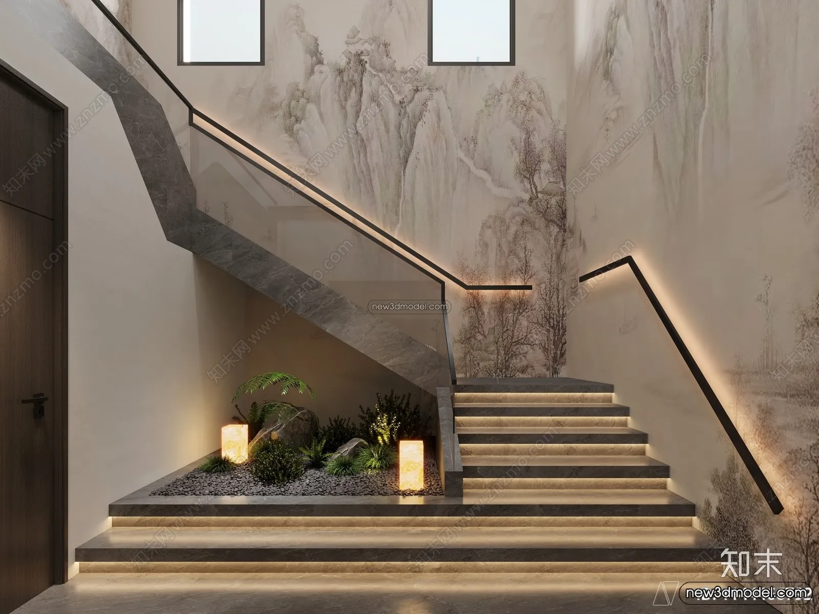 Staircase Decoration - 3D Interior Scene - 3D Models - 188