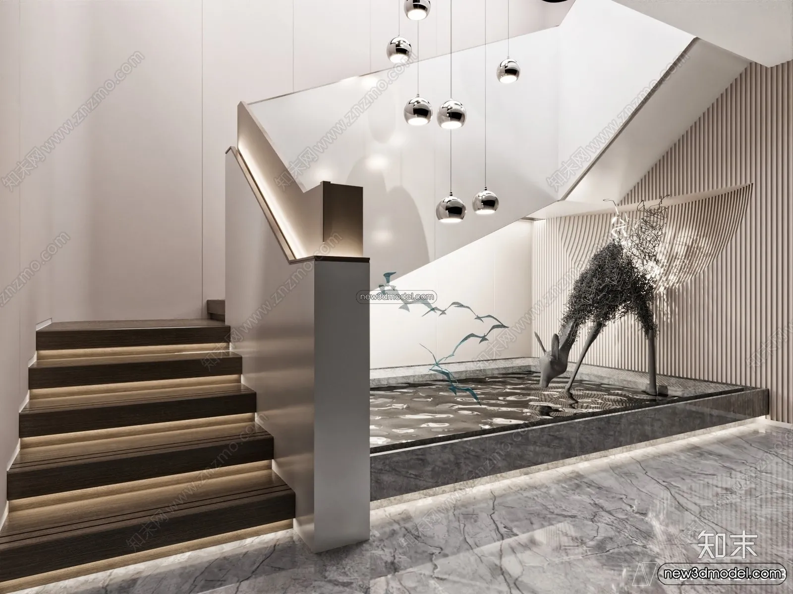 Staircase Decoration - 3D Interior Scene - 3D Models - 189