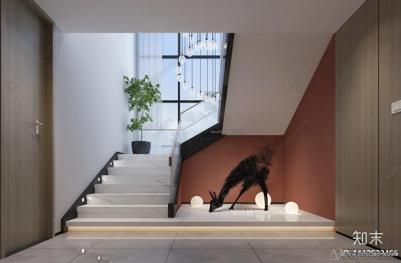 Staircase Decoration - 3D Interior Scene - 3D Models - 190