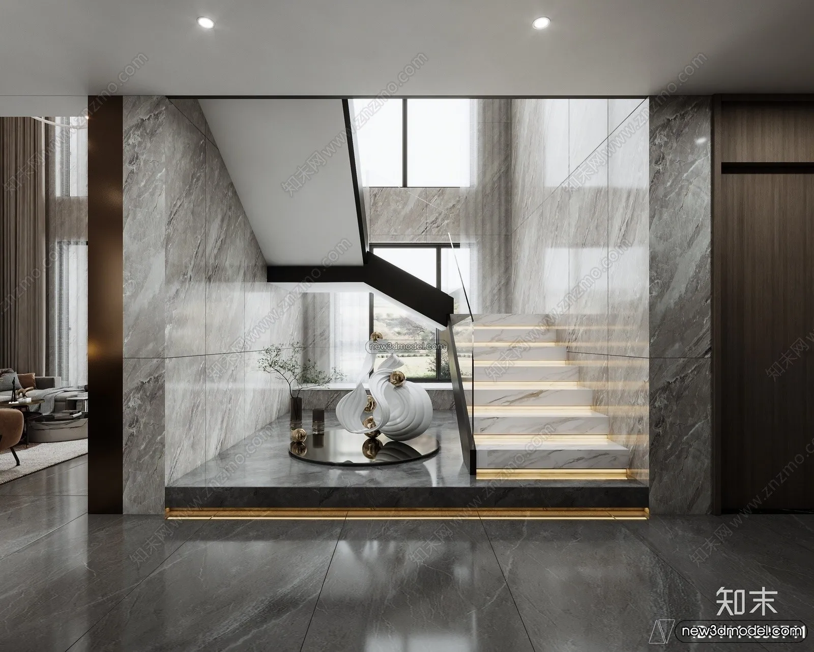 Staircase Decoration - 3D Interior Scene - 3D Models - 194