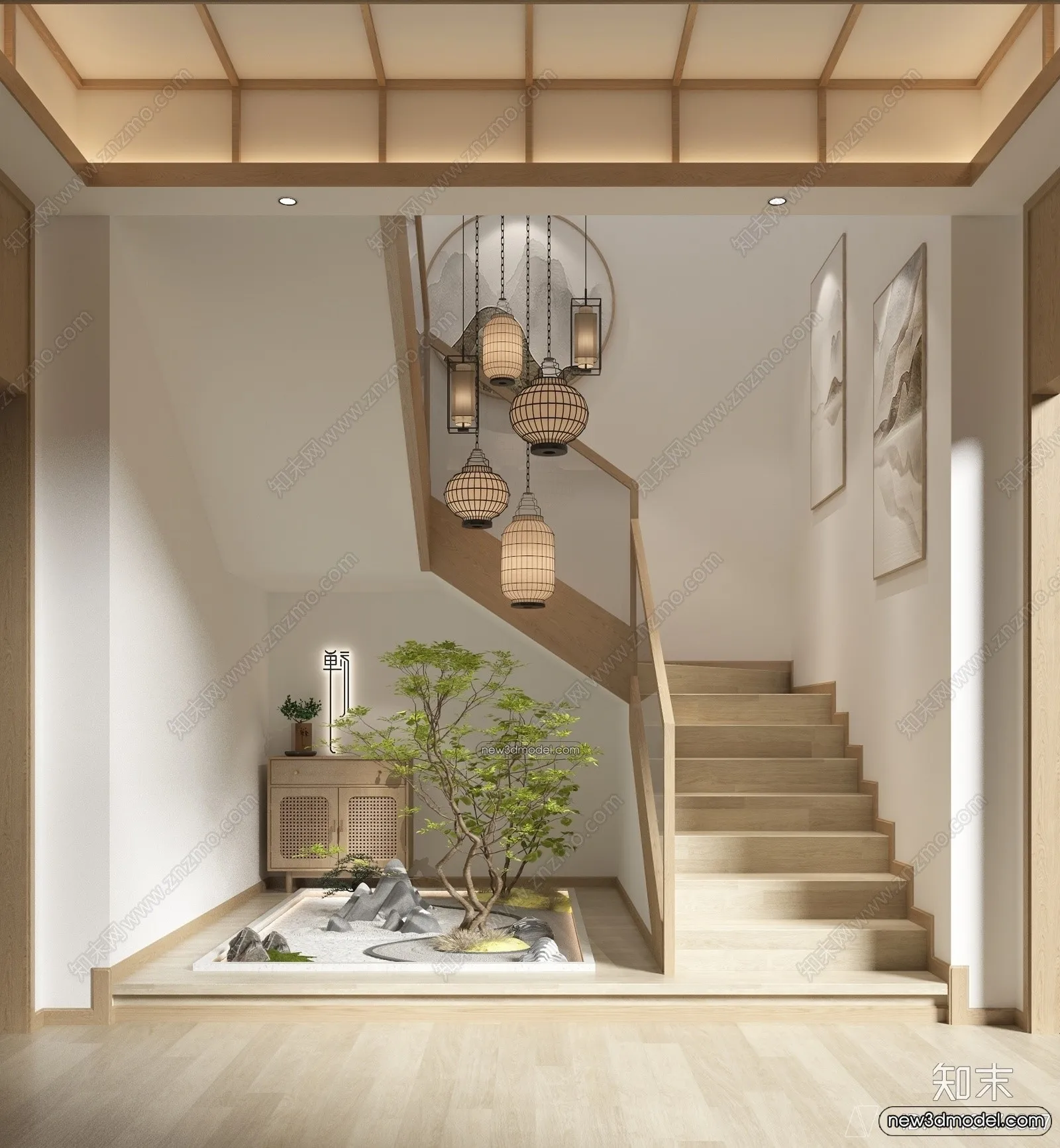 Staircase Decoration - 3D Interior Scene - 3D Models - 198