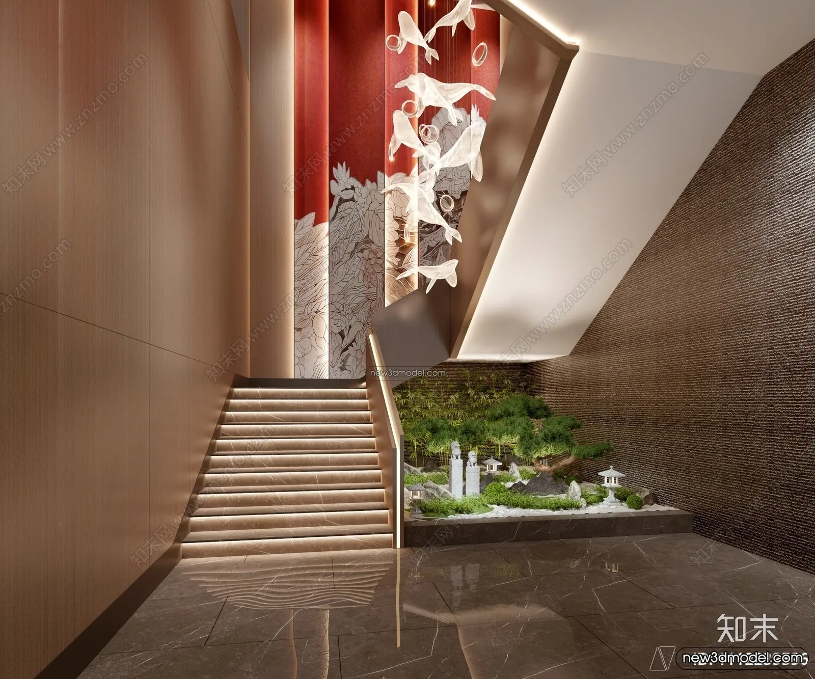 Staircase Decoration - 3D Interior Scene - 3D Models - 200