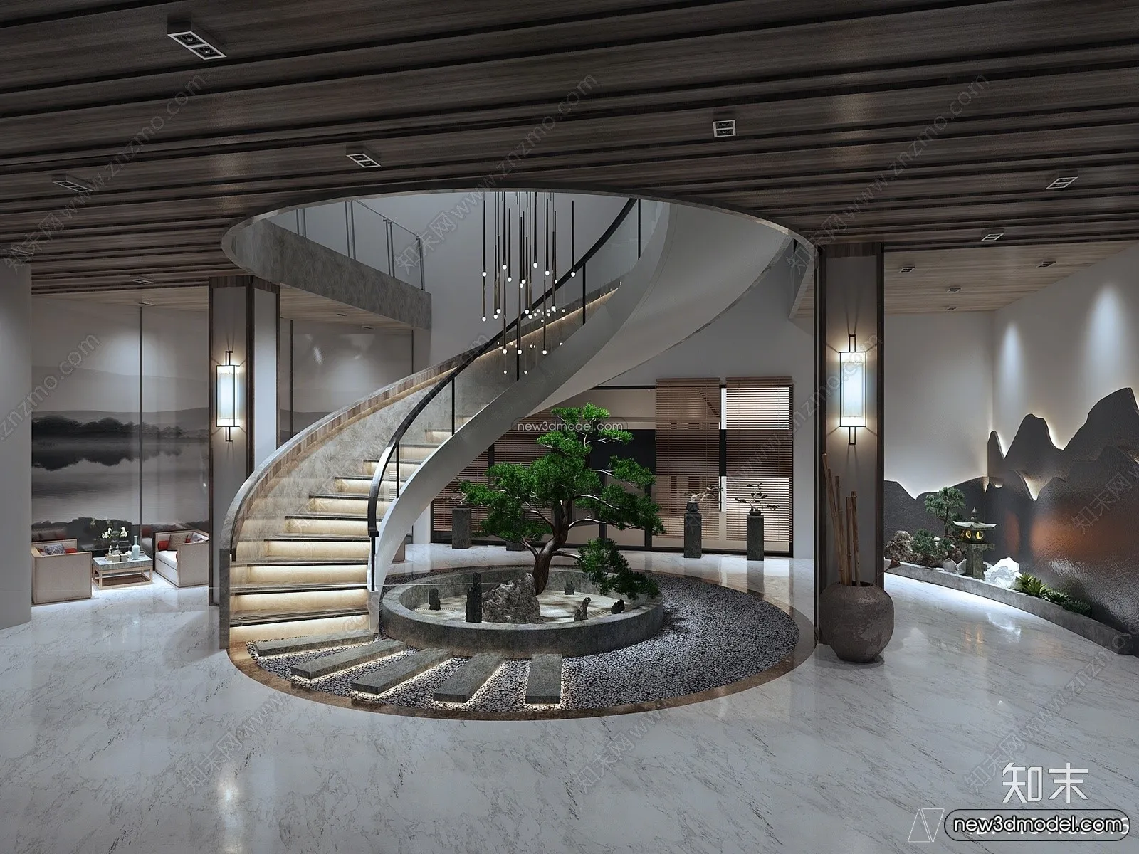 Staircase Decoration - 3D Interior Scene - 3D Models - 202