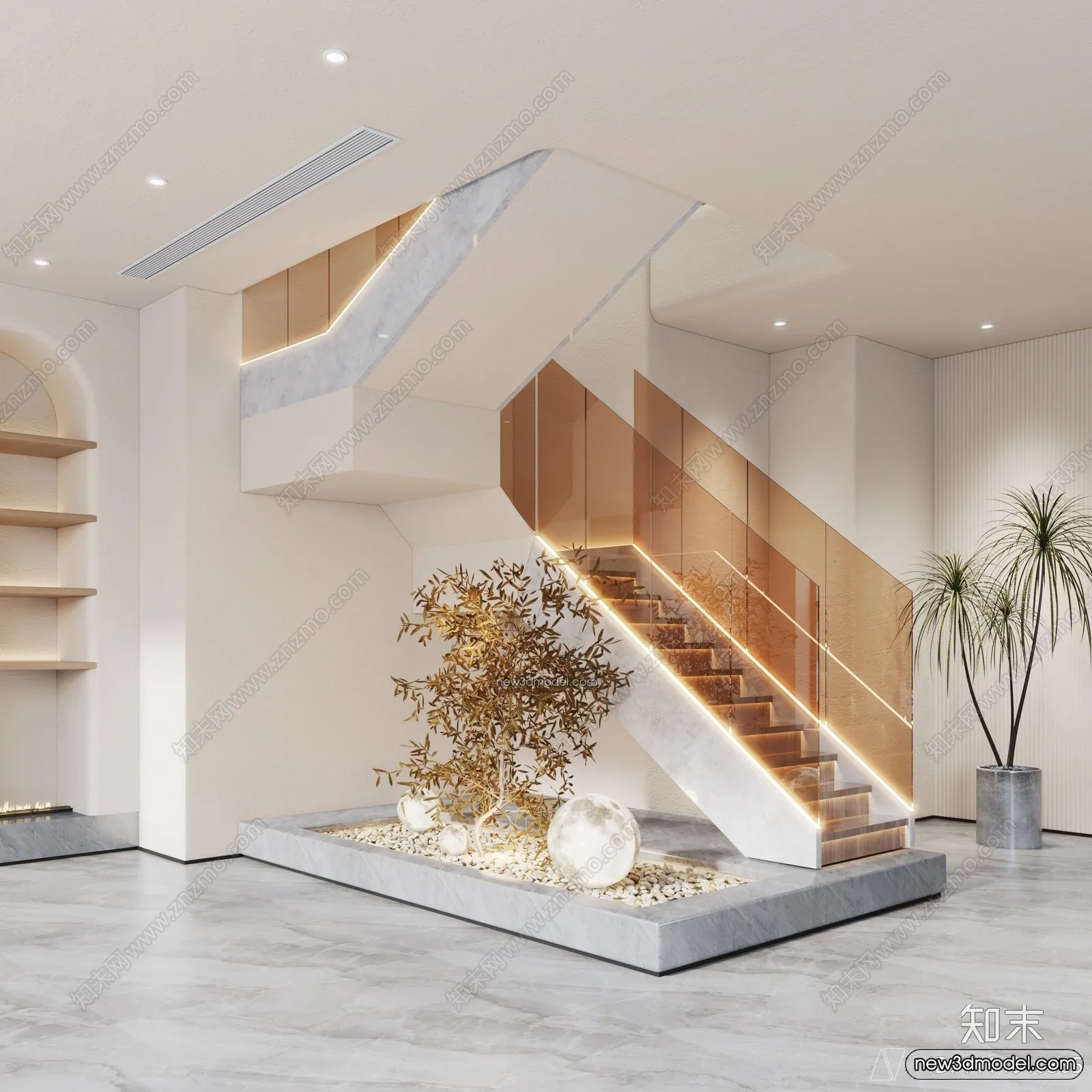 Staircase Decoration - 3D Interior Scene - 3D Models - 204