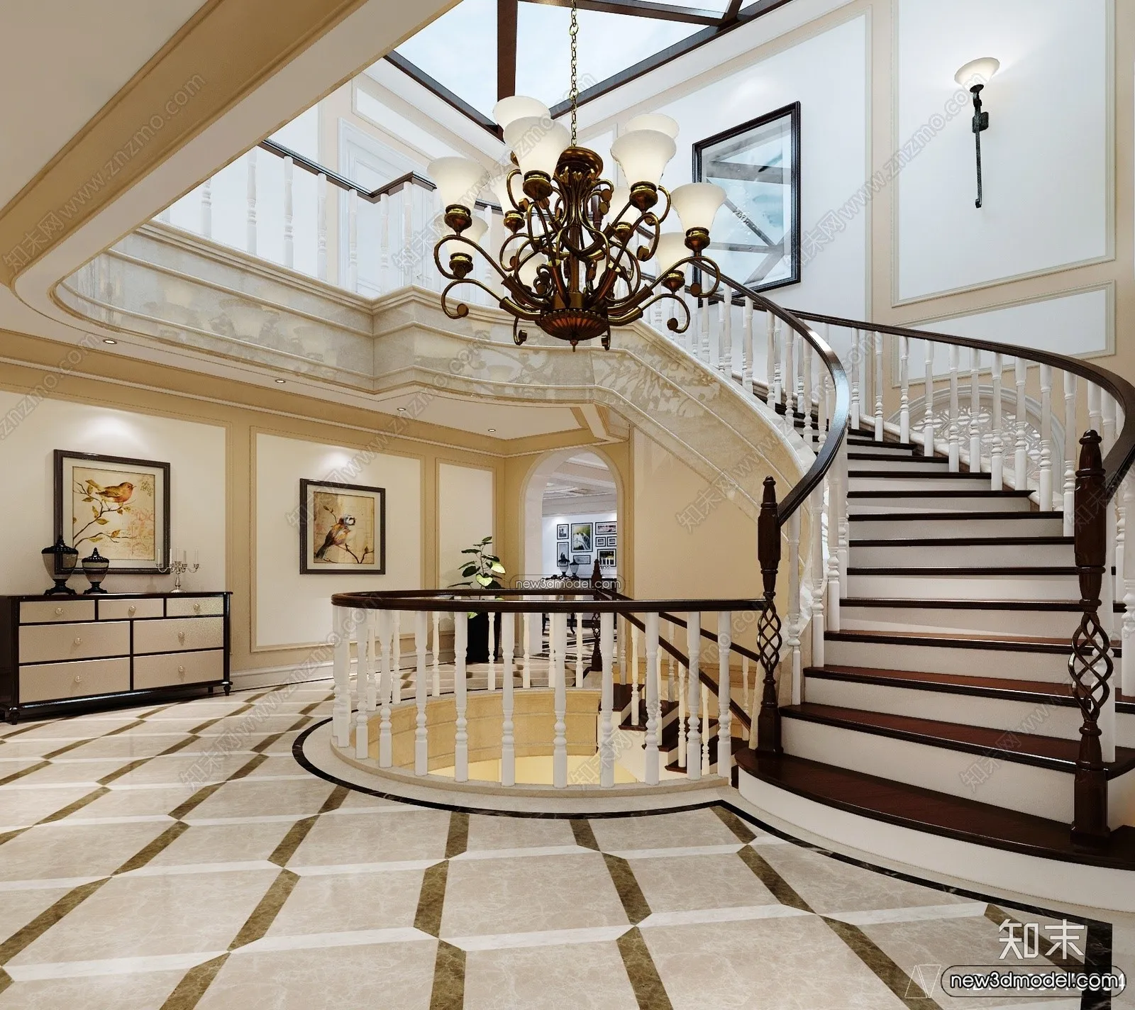 Staircase Decoration - 3D Interior Scene - 3D Models - 206