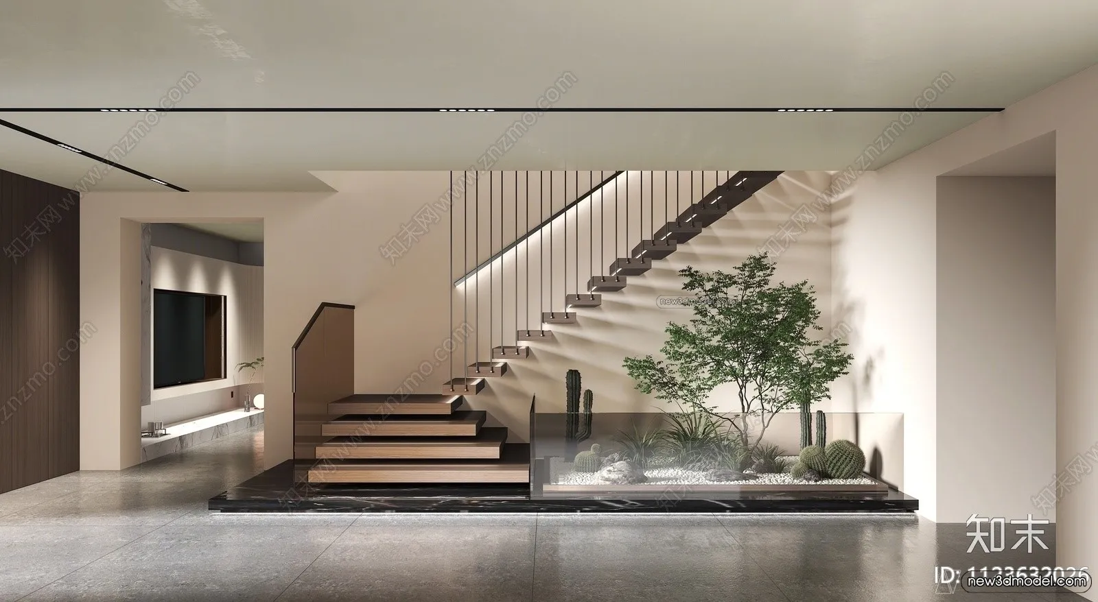 Staircase Decoration - 3D Interior Scene - 3D Models - 207