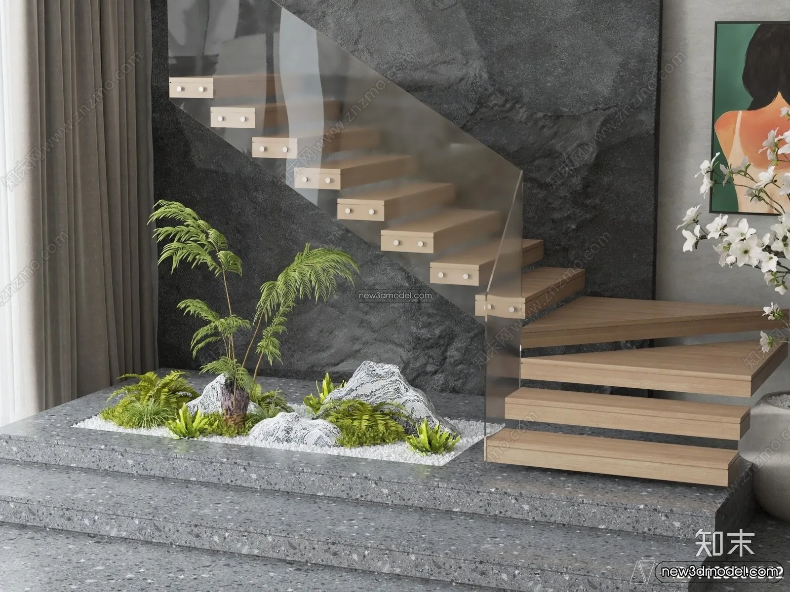 Staircase Decoration - 3D Interior Scene - 3D Models - 209