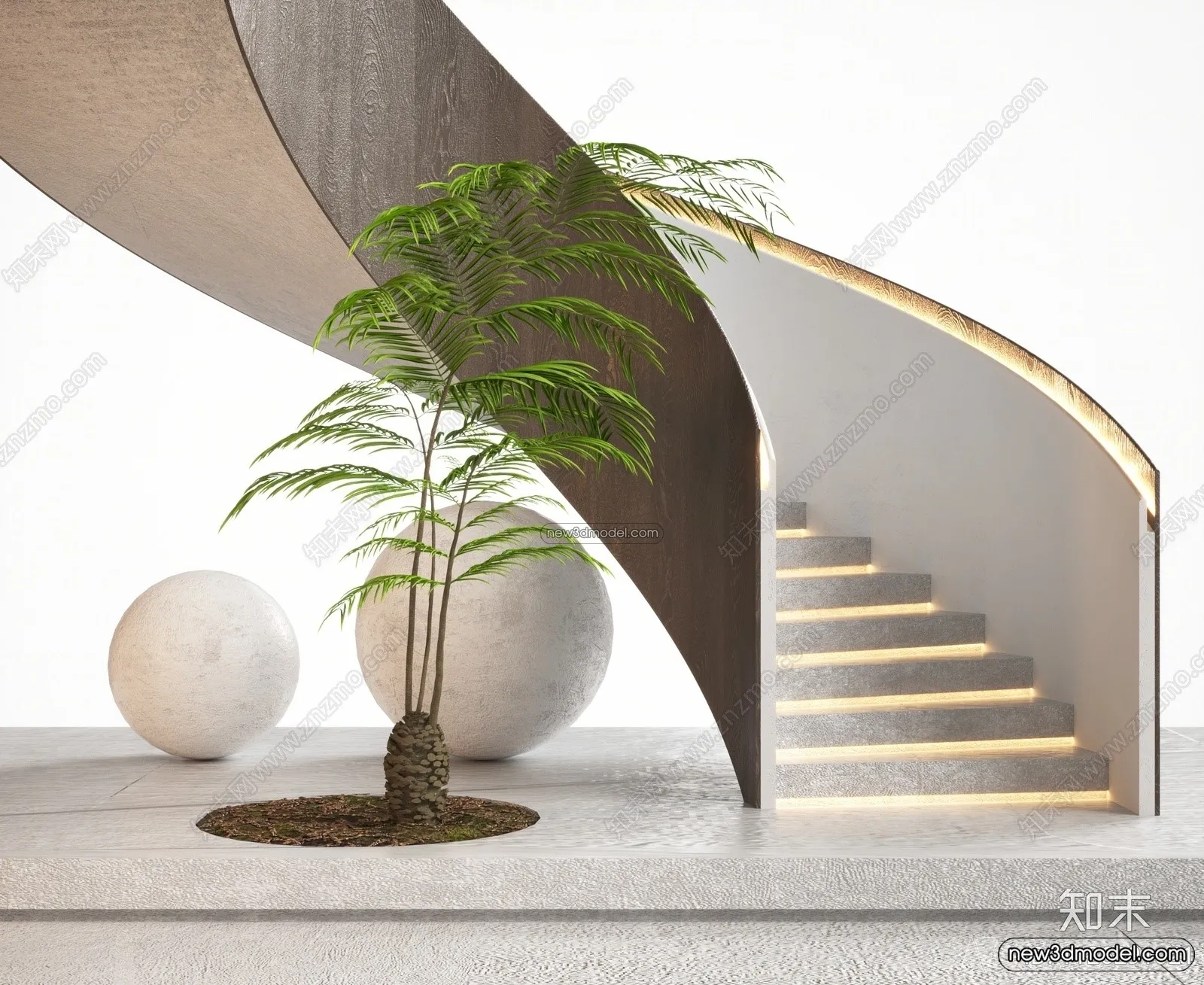 Staircase Decoration - 3D Interior Scene - 3D Models - 210