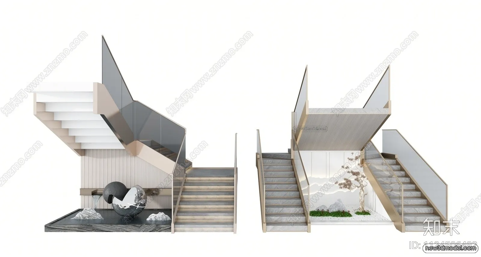 Staircase Decoration - 3D Interior Scene - 3D Models - 214