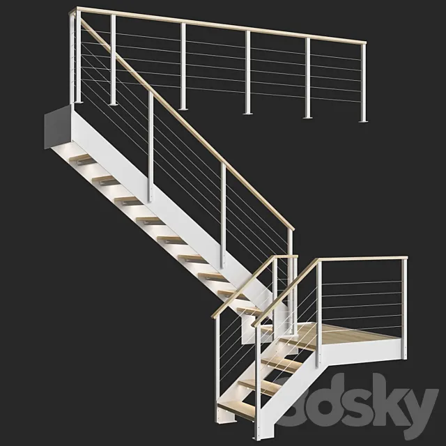 Staircase Loft White 3DModel