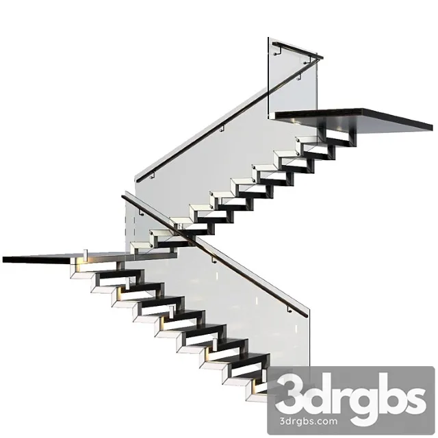 Stairs Made Of Granite Metal and Glass With Illumination Astro 7481 Borgo 43 3D Model Free