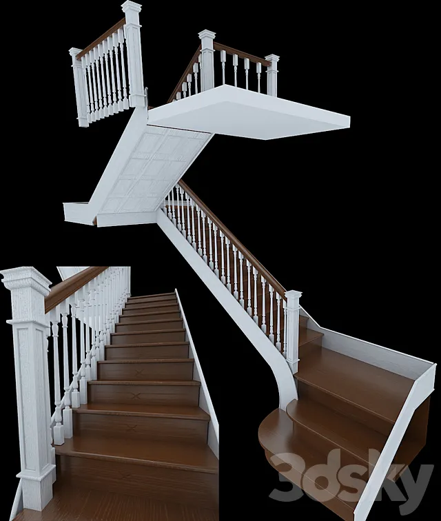 Stairs made of wood 3DModel