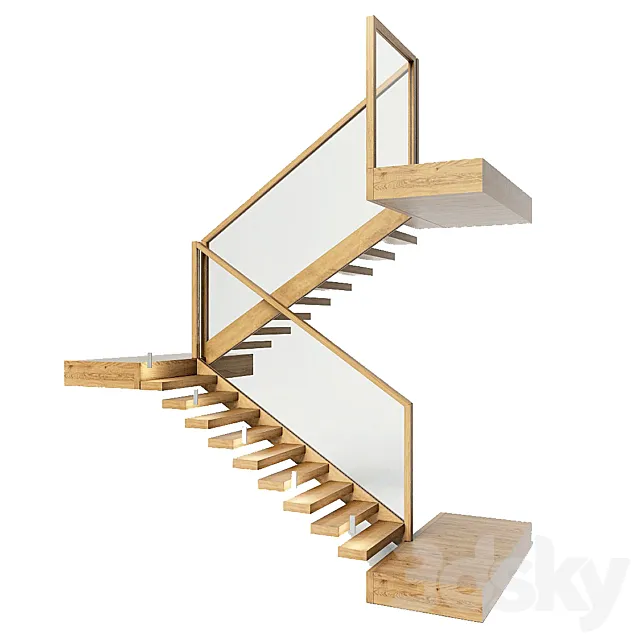 stairs made of wood and glass with backlight Astro 7481 Borgo 43 3DModel