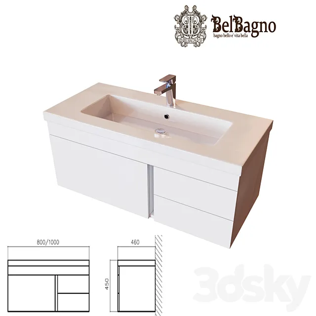 Stand BelBagno Luce BB1000VAC _ BL white with washbasin 3DModel