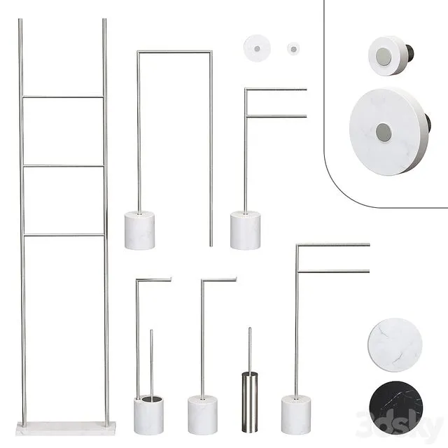 Stand set with bathroom accessories BERTOCCI Carrarino 3D Model