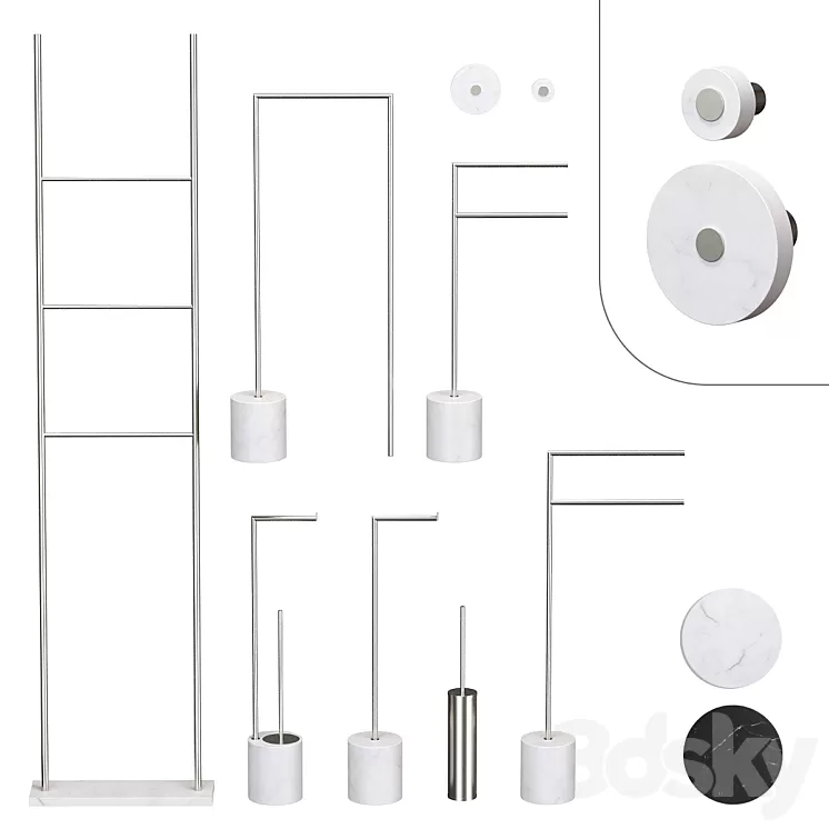 Stand set with bathroom accessories BERTOCCI Carrarino 3D Model Free