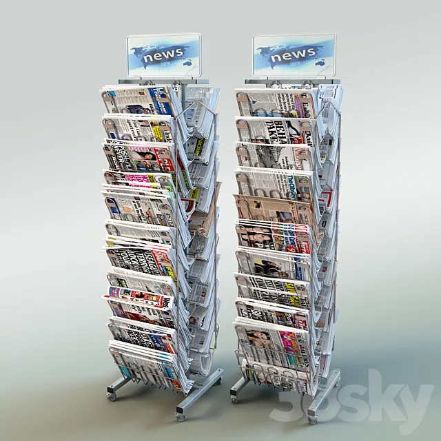 Stand with newspapers _ Newspaper Stand 3DModel