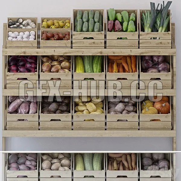 Stand With Vegetables 3D Model