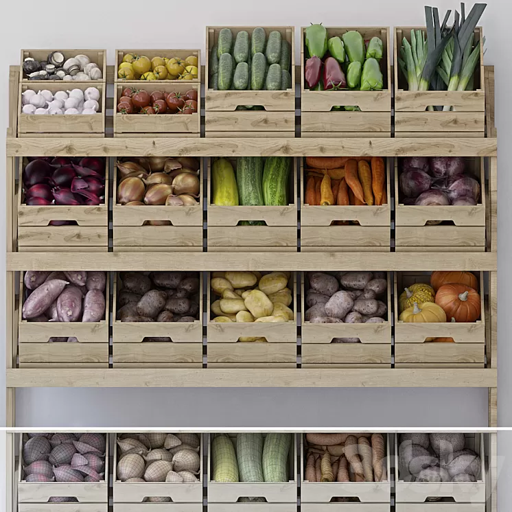 Stand with vegetables 3D Model
