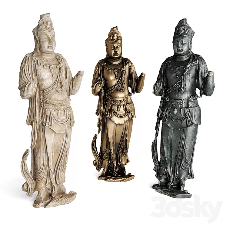 Standing Buddha bodhisattva sculpture 3D Model