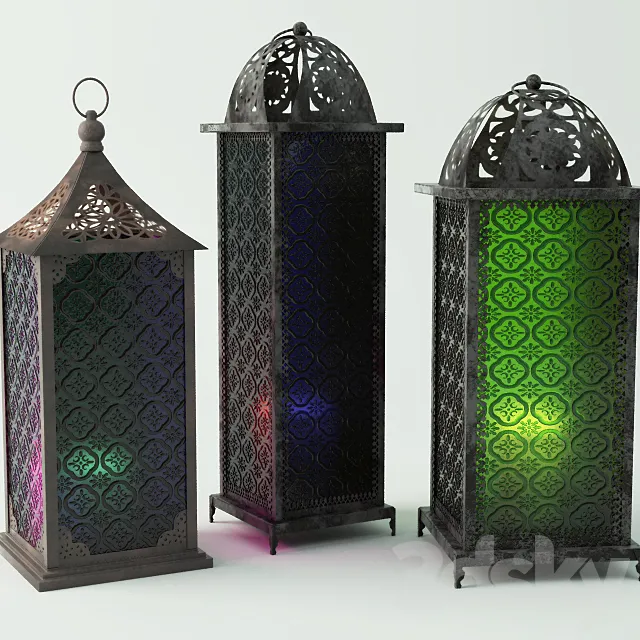 Standing Metal Lanterns 3D Model