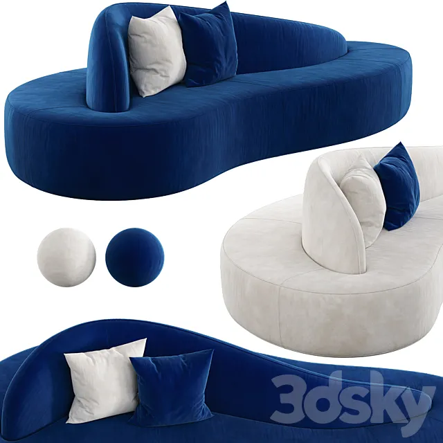Star Blue Double-Sided Sofa 3D Model