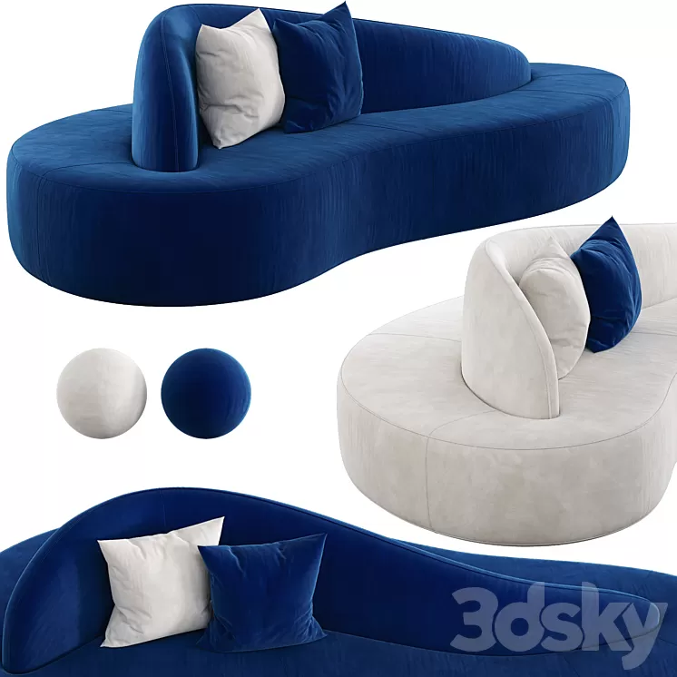 Star Blue Double-Sided Sofa 3D Model