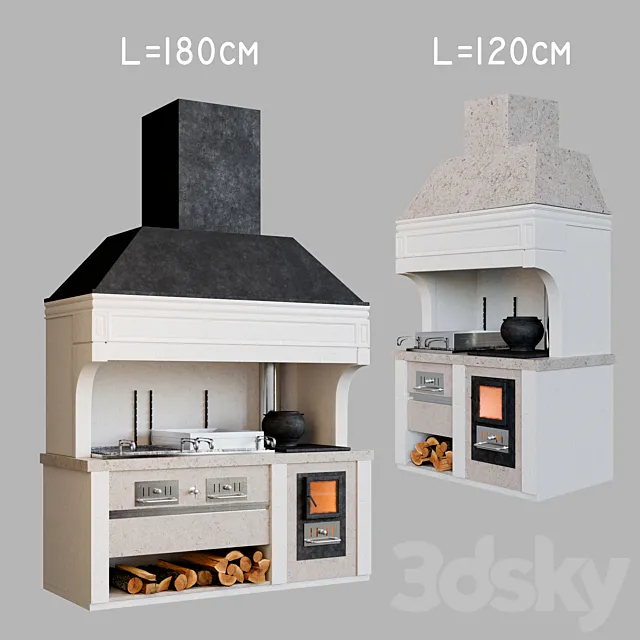 Stationary barbecue 3D Model