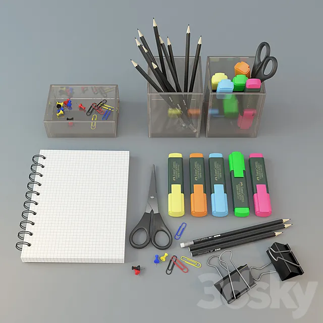 stationery set 3D Model