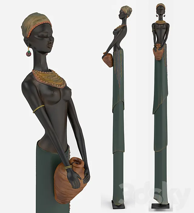 Statuette of an African female occupation 3DModel