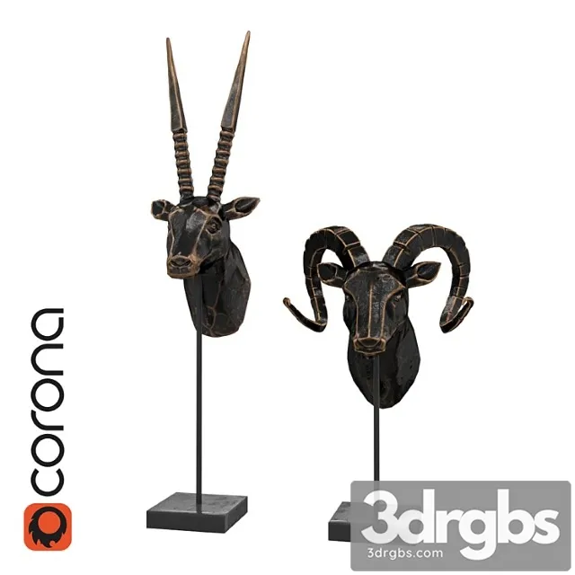 Statuettes of antelope and ram 3D Model Free