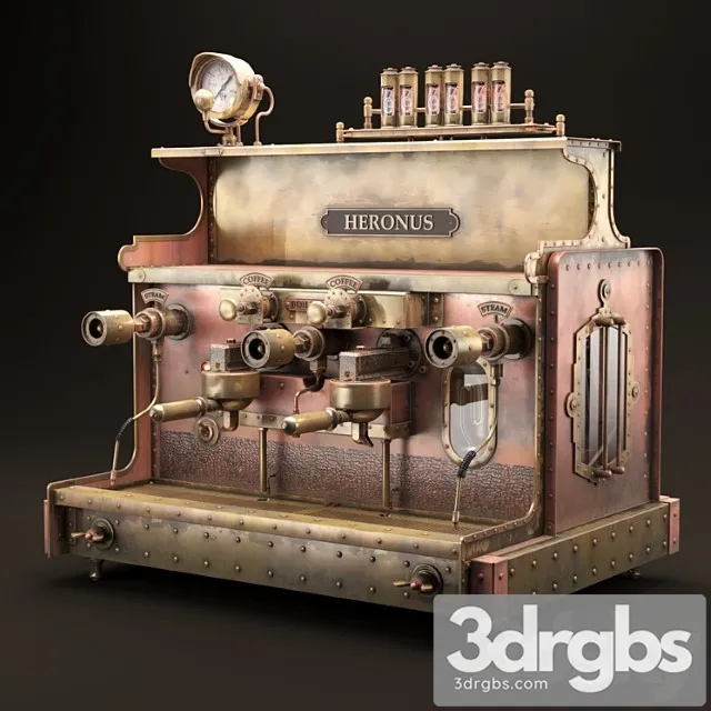 Steampunk coffee machine 2 3D Model Free