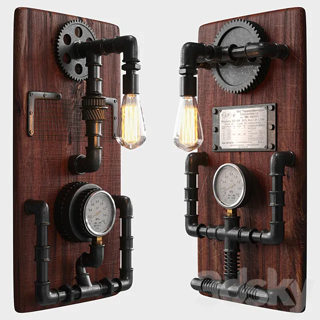Steampunk sconce set 3D Model