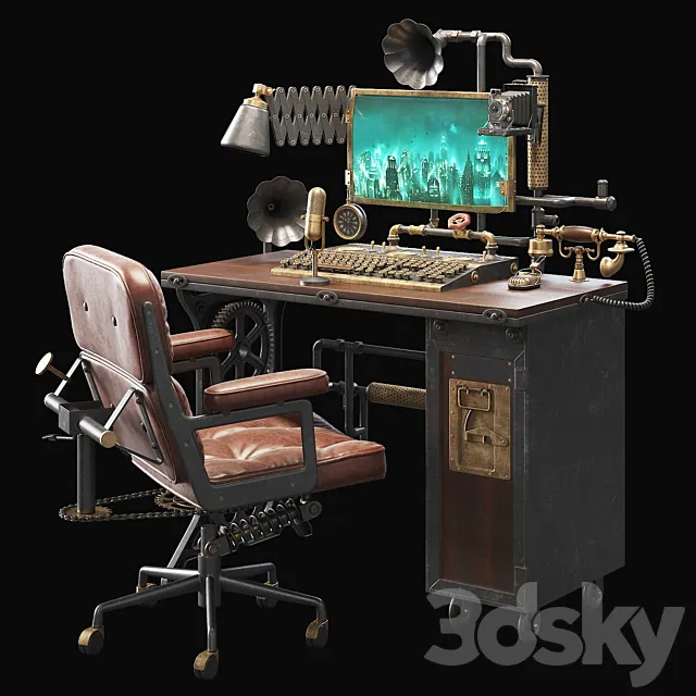 Steampunk style workplace 3DModel