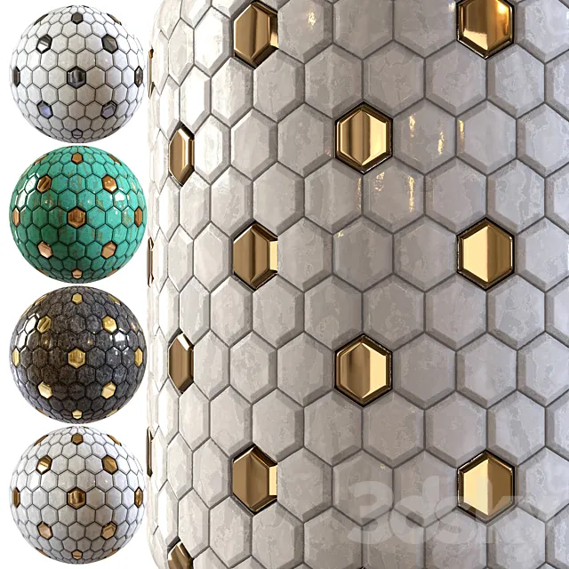 steel and marble mix tile 002 3D Model