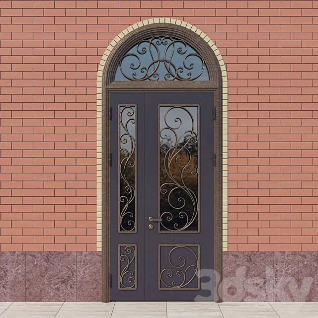 Steel entrance door with forged grid 3DModel