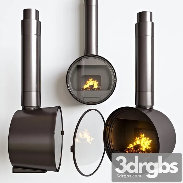 Steel fireplace rocal 3D Model Free