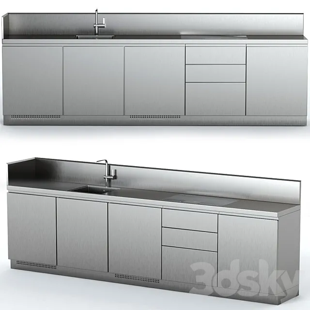 Steel outdoor kitchen ATELIER ABIMIS 3D Model