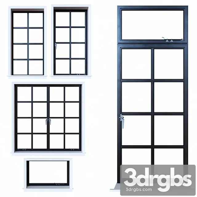 Steel windows 3D Model Free