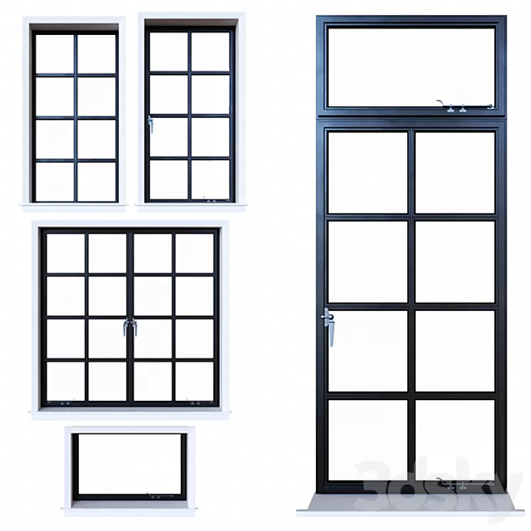 Steel Windows 3D Model