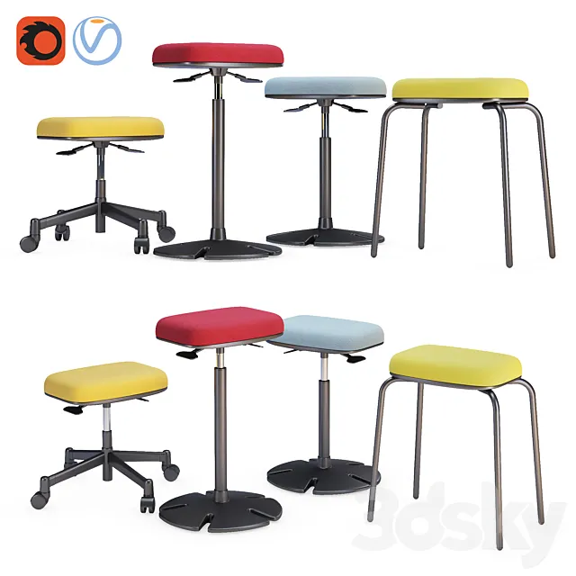 Steelcase - B - Free Sit Stand Collection 3D Model