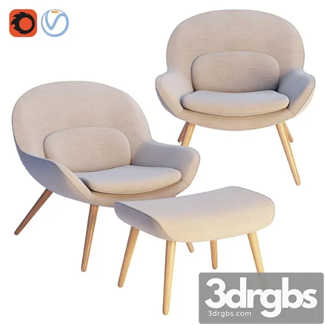 Steelcase x bolia - philippa armchair & pouf 3D Model Free