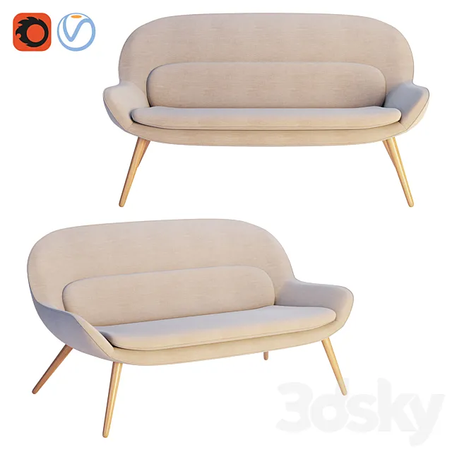 Steelcase x Bolia - Philippa Two Seater Sofa 3D Model