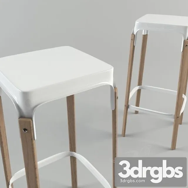 Steelwood Bar Stool Bouroulec 3D Model Free