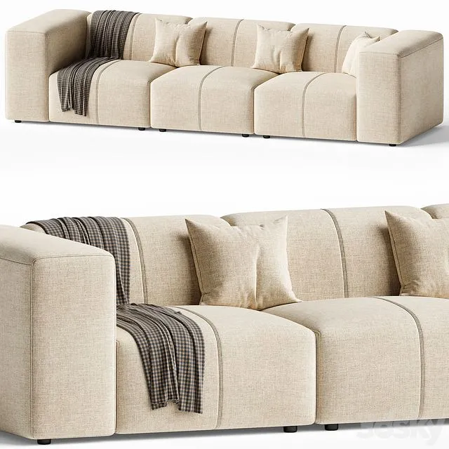 Stefano 3-Piece Sectional Sofa 3D Model